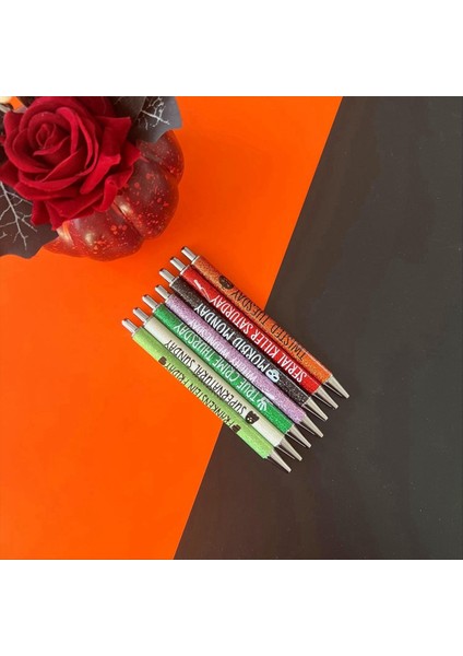 7pcs Cadılar Bayramı Hafta Içi Kalemler Parıltılı Kalem Komik Sözler ile Canlı Pasif Süslü Kalemler Sevimli Ler (Yurt Dışından) indirimleri