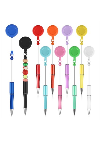 10PCS Boncuk Pens Siyah Mürekkep Beyaz Mürekkep Kalem Dıy Kalem Geri Çekilebilir Rozet Silindir Kalem Öğrenciler Için Öğretmenler Okulu (Yurt Dışından)