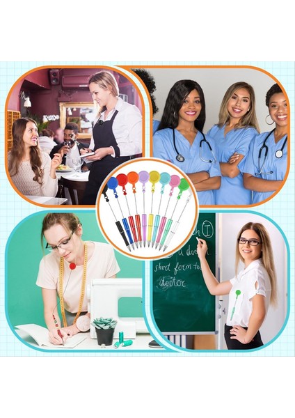 10PCS Boncuk Pens Siyah Mürekkep Beyaz Mürekkep Kalem Dıy Kalem Geri Çekilebilir Rozet Silindir Kalem Öğrenciler Için Öğretmenler Okulu (Yurt Dışından) fırsatları