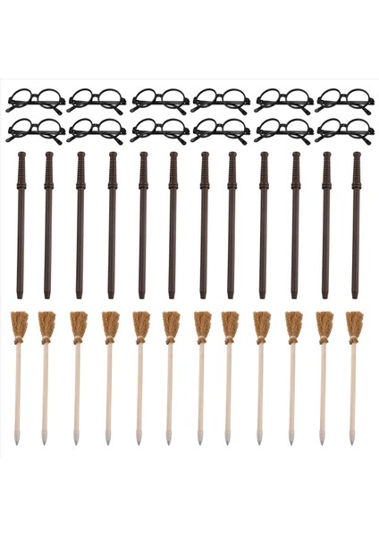 Cadı Süpürge Kalemi ve Yuvarlak Çerçeveli Lens Yok Lensler Sihirbaz Asaları Tema Partisi Malzemeleri (Yurt Dışından)