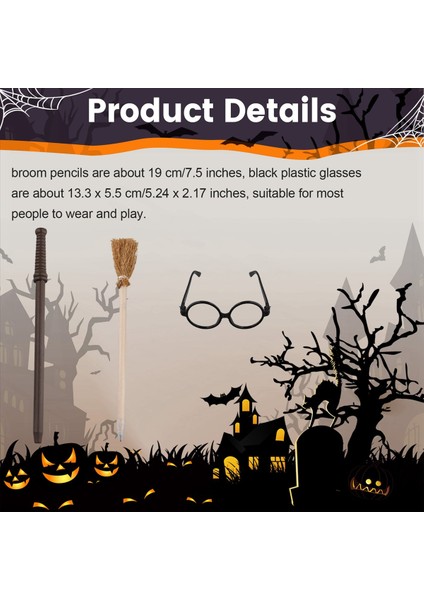 Cadı Süpürge Kalemi ve Yuvarlak Çerçeveli Lens Yok Lensler Sihirbaz Asaları Tema Partisi Malzemeleri (Yurt Dışından) indirimleri