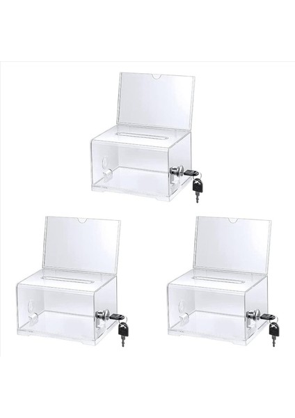 3 Paket Akrilik Bağış Kutusu Kilitli Işaret Tutucu ile Temiz Oy Müzesi Bağış Toplama Öneri Kutusu (Yurt Dışından)