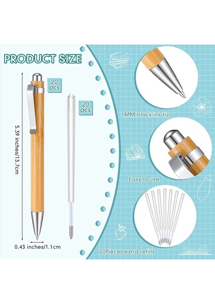 60 Pcs Bambu Geri Çekilebilir Tazminat Kalemi ve 60 Pc Ekstra Doldurma Siyah Mürekkep 1 mm Bambu Kalem Geri Çekilebilir Ahşap Kalemler (Yurt Dışından) fiyatları