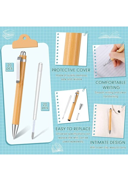 60 Pcs Bambu Geri Çekilebilir Tazminat Kalemi ve 60 Pc Ekstra Doldurma Siyah Mürekkep 1 mm Bambu Kalem Geri Çekilebilir Ahşap Kalemler (Yurt Dışından) modelleri