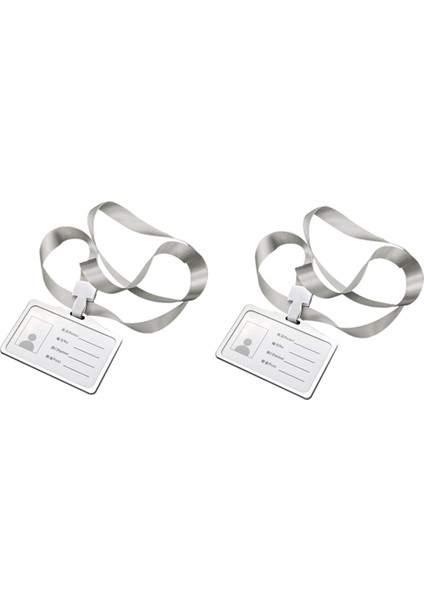 2x Yatay Stil Alüminyum Alaşım Kimlik Kartı Sahibi Kadınlar ve Erkekler Için Kradard Boyunlu Iş Iş Kartı Sahipleri (Yurt Dışından)