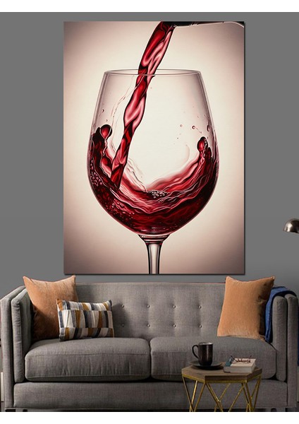 Kırmızı Şarap Kadehi Sıçrama Dekoratif Kanvas - Mdf Ahşap Tablo fiyatları