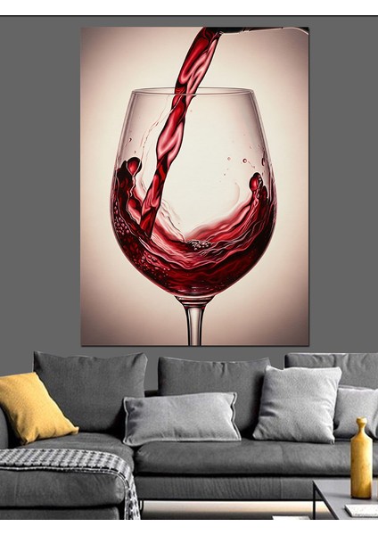 Kırmızı Şarap Kadehi Sıçrama Dekoratif Kanvas - Mdf Ahşap Tablo modelleri