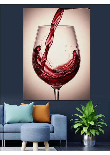Kırmızı Şarap Kadehi Sıçrama Dekoratif Kanvas - Mdf Ahşap Tablo indirimleri
