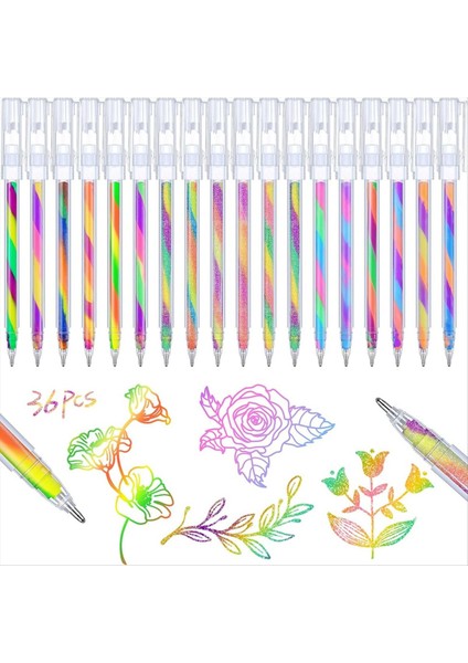 36 Pcs Gökkuşağı Jel Kalemleri Renk Değiştiren Parıltılı Neon Jel Pens Yetişkin Boyama Kitabı Için Gökkuşağı Kalemleri (Yurt Dışından) fiyatları