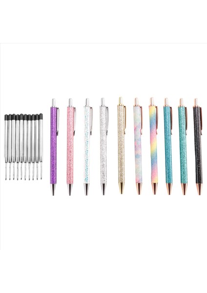 10 Adet Metal Tükenmez Kalemler 1 0 mm Geri Çekilebilir Tükenme Kalemleri Parıltı Metal Kalemler 10 Adet Okul Malzemeleri Için Doldurma (Yurt Dışından)