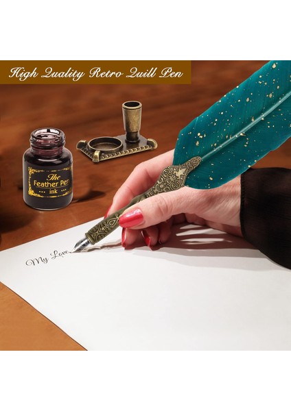 Tüy Kalem ve Mürekkep Seti Vintage Quill Dip Kalemi Yazma Mürekkep Nibs Kit Kaligrafi Yeni Başlayanlar Için Set Leri (Kırmızı) (Yurt Dışından) indirimleri