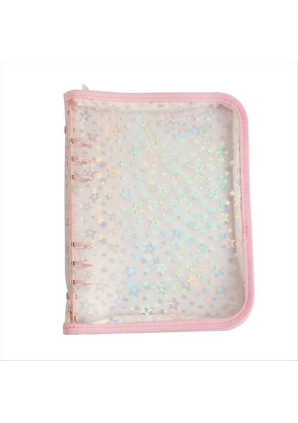 A5 Bütçe Bağlayıcı Kapağı Fermuarlı Parıltılı Yıldızlar A5 6 Halka Bağlayıcı Planlayıcısı Net Pvc Yeniden Doldurulabilir Dizüstü Bilgisayar Kabuğu Pembesi (Yurt Dışından)