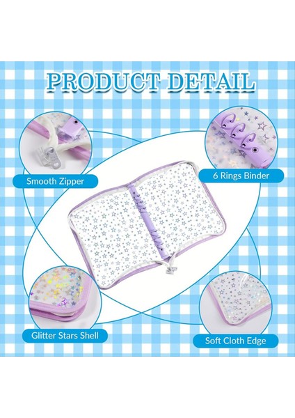 A5 Bütçe Bağlayıcı Kapağı Fermuarlı Parıltılı Yıldızlar A5 6 Halka Bağlayıcı Planlayıcısı Net Pvc Yeniden Doldurulabilir Dizüstü Bilgisayar Kabuğu Pembesi (Yurt Dışından) modelleri