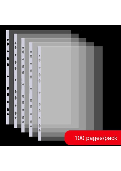100 Sayfa A4 Yumruklu Cep 11 Delikli Sayfa Koruyucusu Bağlayıcı Cep Kağıdı Dosya Mektubu Sayfa Bağlayıcı Kılıfları Temizleyin 8 Ipek (Yurt Dışından)