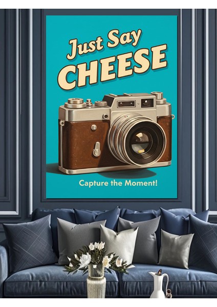 Retro Kamera Peynir Afişi Dekoratif Kanvas - Mdf Ahşap Tablo fiyatları