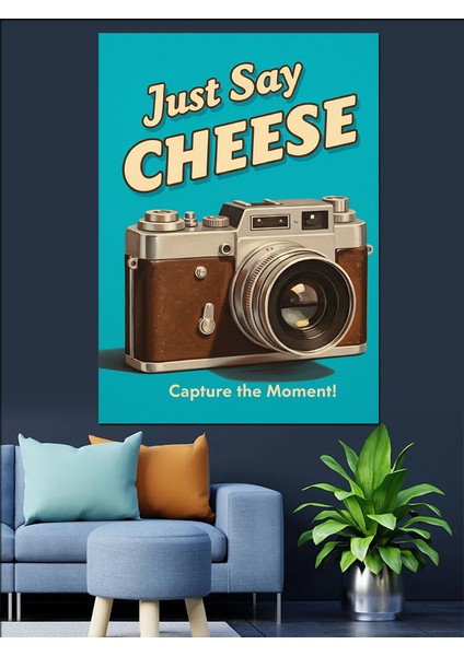 Retro Kamera Peynir Afişi Dekoratif Kanvas - Mdf Ahşap Tablo modelleri