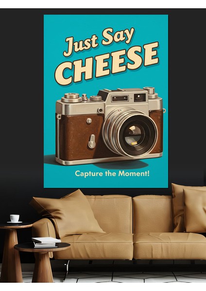 Retro Kamera Peynir Afişi Dekoratif Kanvas - Mdf Ahşap Tablo fırsatları