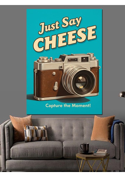Retro Kamera Peynir Afişi Dekoratif Kanvas - Mdf Ahşap Tablo indirimleri