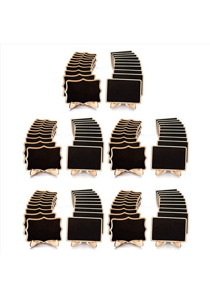 Mini Kara Tahta Tabelaları 100 Paket Çerçeveli Küçük Kara Tahta Etiketleri Şövale Standı Masa Numaraları Için Ahşap Tahta (Yurt Dışından)