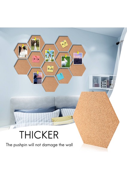 6pcs Hexagon Cork Tahtası Fayans Duvar Not Panoları Için Kendi Yapışkan Kalın Mahkemeler Pin Tahtası Dekoratif Bülten Kurulu (Yurt Dışından) fiyatları