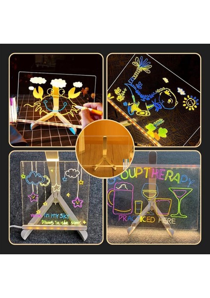 2025 LED Renk Notu Kart Akrilik Ayarlanabilir Braket Mesaj Panosu 7 Renkli Kalem 20X20CM (Yurt Dışından) modelleri