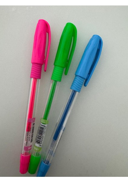 Tükenmez Kalem Jel Pvc 1.0 mm Neon 3 Renk Pembe Yeşil Mavi