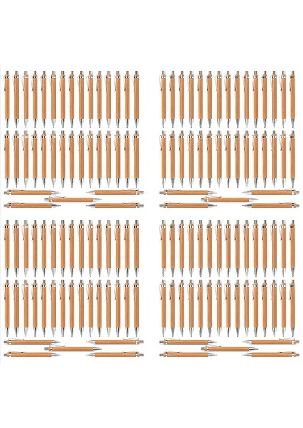 140 Pcs Ofis ve Okul Malzemeleri Sürdürülebilir Kalem Bambu Geri Çekilebilir Tükenebilir Kalem Yazma Aracı (Siyah Mürekkep) (Yurt Dışından)