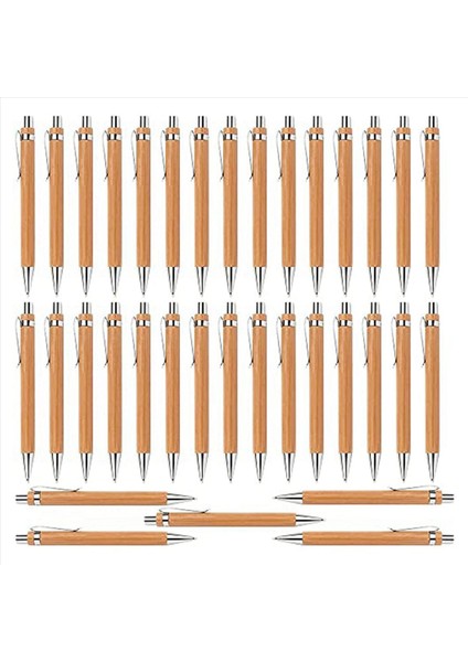 140 Pcs Ofis ve Okul Malzemeleri Sürdürülebilir Kalem Bambu Geri Çekilebilir Tükenebilir Kalem Yazma Aracı (Siyah Mürekkep) (Yurt Dışından) modelleri