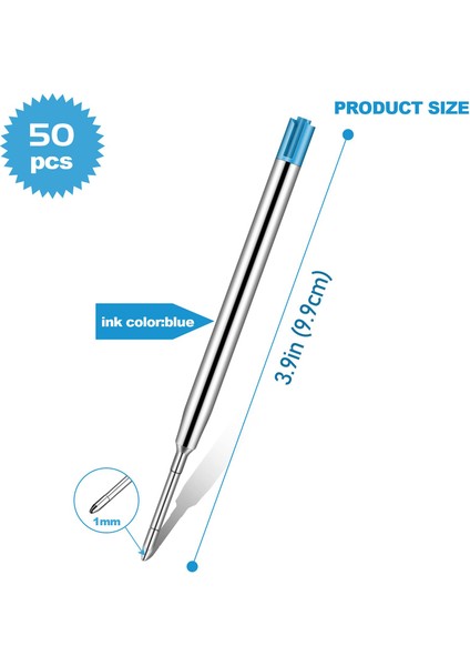 50PCS Değiştirilebilir Tazminat Kalemi Yatırlar Metal Doldurma Pürüzsüz Yazma Kalemi Yatırma 1 0 mm Yedek Jel Mürekkep Doldurma (Yurt Dışından) fiyatları