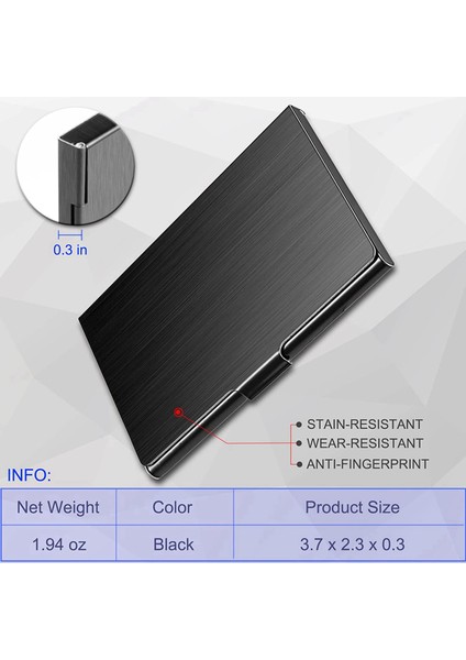 2x Kart Kartı Sahibi Ince Kartvizit Kılıfı Cep Metal Kart Kılıfı Çanta Adı Kartı Sahibi Toka Stili Kapat Siyah (Yurt Dışından) fiyatları