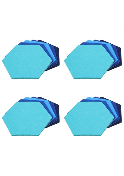 20PCS Altıgen Keçe Tahtası Altıgen Keçe Duvar Etiketi Çok Fonksiyonlu 3D Dekoratif Ana Mesaj Panosu Mavi Serisi (Yurt Dışından)