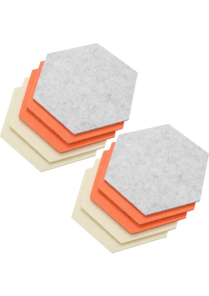 10PCS/SET Altıgen Keçe Tahtası Altıgen Keçe Duvar Çıkartması Çok Faktörlü 3D Dekoratif Mesaj Panosu Turuncu Gri Seriler (Yurt Dışından)