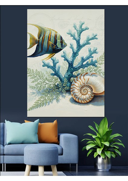 Deniz Kabuğu Mercan Kayalığı Dekoratif Kanvas - Mdf Ahşap Tablo modelleri