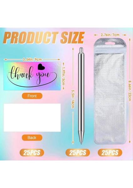 20 Set Paslanmaz Çelik Kalem Boş Boş Yeniden Yerleştirilebilir Torbalar ve Holografik Teşekkür Kart Seti Dıy Glitter Kalem Ambalajı (Yurt Dışından) indirimleri