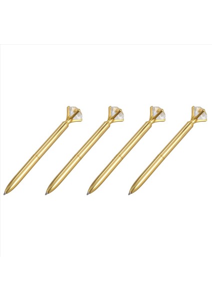 4x Kawaii Beyaz Kalem Alaşım Bal Kalemi Büyük Elmas Siyah Doldurma Kalem Moda Okulu Ofis Malzemeleri Altın (Yurt Dışından)