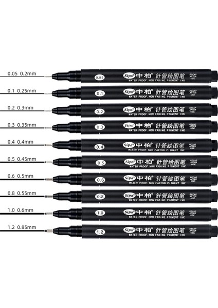 Sıpa 8pcs Siyah Ince Liner Kalemler Mini Liner Fineliner Çizim Kalemleri Sanatçı Illüstrasyon Teknik Çizim Ofis Belgeleri (Yurt Dışından) fırsatları