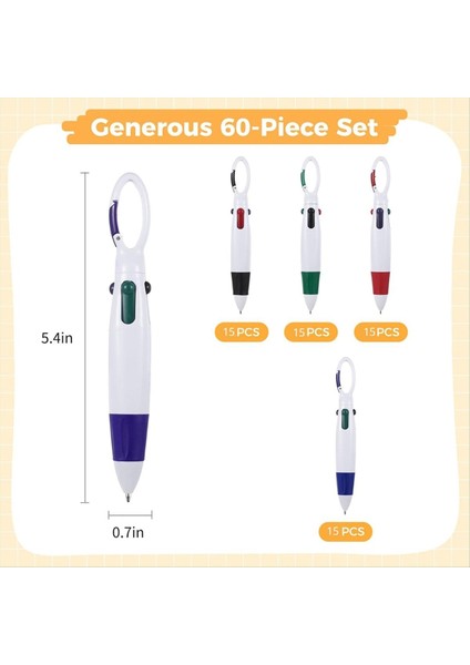60 Pcs Geri Çekilebilir Mekik Pansiyonlar Karabiner Klipsli Mekan Pansiyonları Çok Boyunca Mürekkep 4 Arada 1 Beyin Pens Öğrenciler Hemşireler (Yurt Dışından) indirimleri