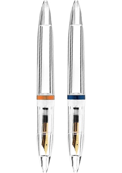 2pcs 0 5mm Nib Çeşme Kalemi Göze Sahip Kapasiteli Şeffaf Kalemler Ofis Okul Malzemeleri Mavi ve Gül Altın (Yurt Dışından)