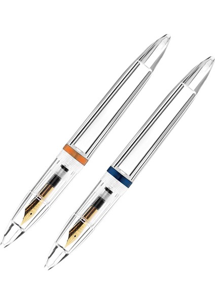 2pcs 0 5mm Nib Çeşme Kalemi Göze Sahip Kapasiteli Şeffaf Kalemler Ofis Okul Malzemeleri Mavi ve Gül Altın (Yurt Dışından) modelleri