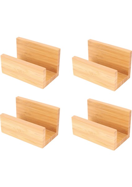 4x Bambu Ahşap Masaüstü Kartvizit Tutucu Masa Masası Sağlam Kartvizit Ekran Stand Erkek Kadınlar Için Ofis (Yurt Dışından)