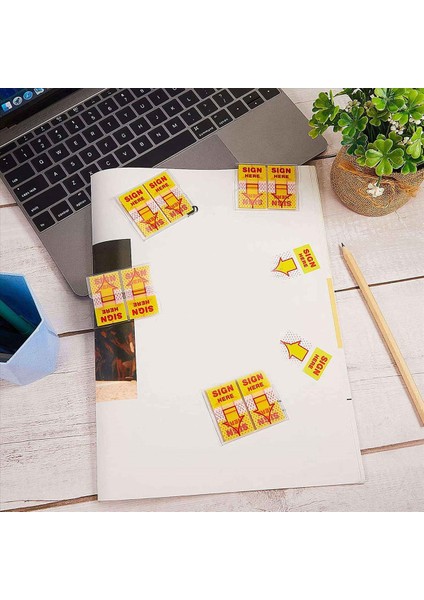 900 Pcs Imzalar Burada Sekmeler Imzalar Burada Imzalayın Çıkartmalar Burada Dispenser Arrows Bayrağı 1 Inç (Sarı) ile Bayrakları Imzalayın (Yurt Dışından) modelleri