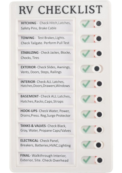 Rv Kontrol Listesi Memo Plastik Kartı Çıkarılabilir ve Yeniden Kullanılabilir Yaratıcı Memo Kontrol Listesi Kontrol Öğeleri ve Form (Yurt Dışından)