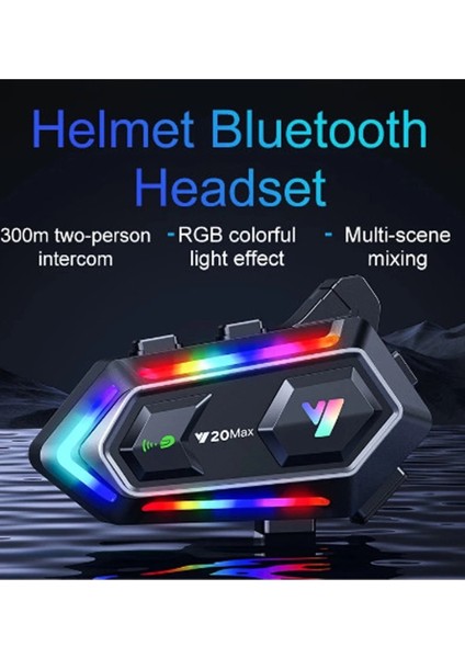 Y20 Max Motosiklet Bluetooth 5.3 Kask Intercom 2 Kişi 300 Metre Eşleşme Özellikli fiyatları