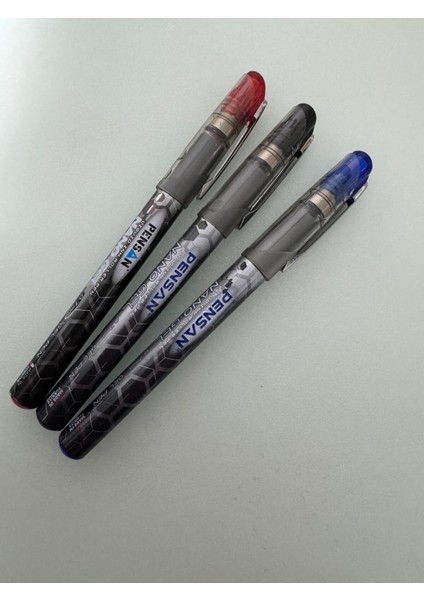 Roller Kalem Nano Gel Jel Bilye Uçlu 0.7 mm Mavi, Kırmızı, Siyah Renk (3 Adet)