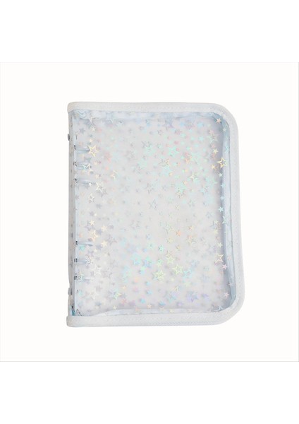 A5 Bütçe Bağlayıcı Kapağı Fermuarlı Parıltılı Yıldızlar A5 6 Halka Bağlayıcı Planlayıcı Açık Pvc Yeniden Doldurulabilir Dizüstü Bilgisayar Kabuk Açık Mavi (Yurt Dışından)