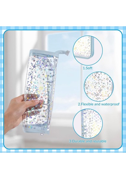 A5 Bütçe Bağlayıcı Kapağı Fermuarlı Parıltılı Yıldızlar A5 6 Halka Bağlayıcı Planlayıcı Açık Pvc Yeniden Doldurulabilir Dizüstü Bilgisayar Kabuk Açık Mavi (Yurt Dışından) fiyatları