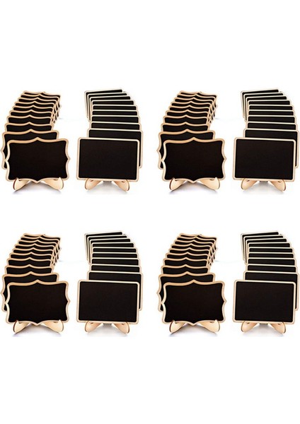 Mini Kara Tahta Tabelaları 80 Paket Çerçeveli Küçük Kara Tahta Etiketleri Şövale Standı Masa Numaraları Için Ahşap Tahta (Yurt Dışından)