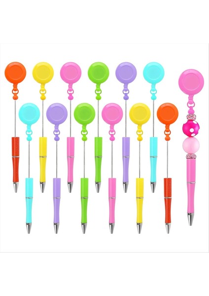 12PCS Boncuk Kalem Rozeti Makarası Klipsini Çekme Boncuk Tükenmez Kalem 6 Renk Boncuklu Yazı Kalemi Diy Zanaat Ofis Malzemeleri (Yurt Dışından)