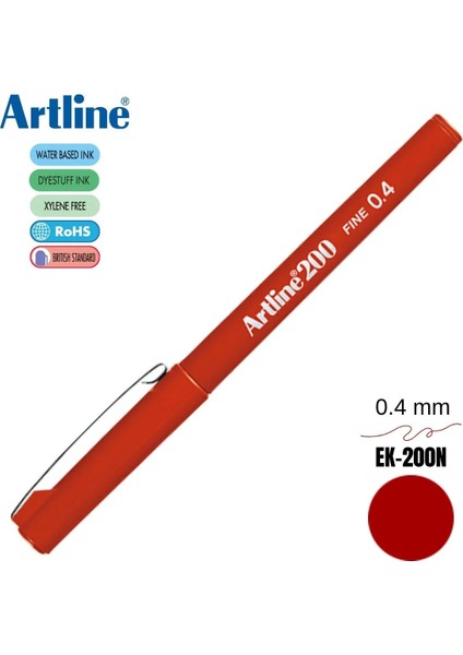 200 Fine 0.4 Fineliner Keçeli Kalem Koyu Kırmızı