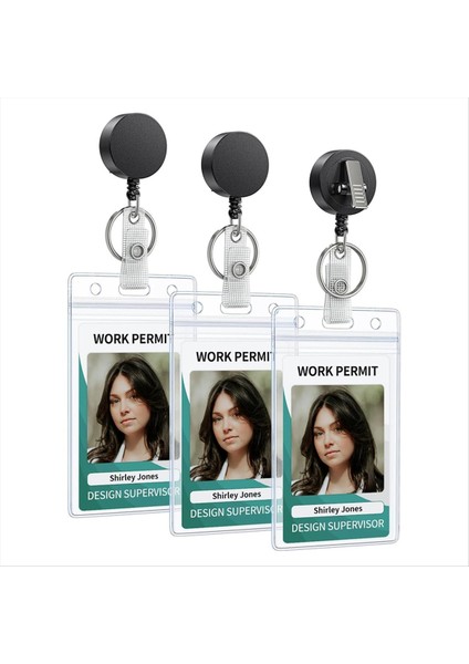 3 Paket Geri Çekilebilir Rozet Makarası Döner Timsah Klipsli Ağır Hizmet Tipi Geri Çekilebilir Anahtarlık Paslanmaz Çelik Yay Bobini (Yurt Dışından)